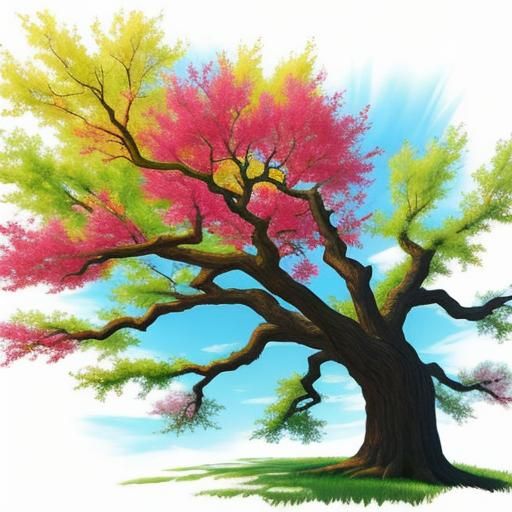 Vibrant Oak Tree in Spring Bloom