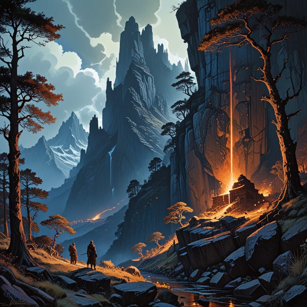 Epic Holy Mountain Landscape in Oil Painting Style