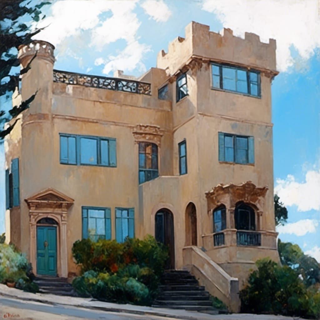 San Francisco Castle Residence: Colorist Oil Painting