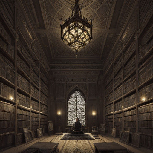 A Scholar's Serene Study in Ancient Damascus