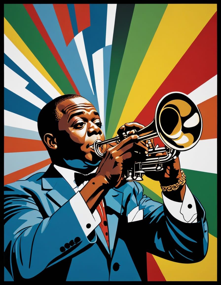 Pop Art Louis Armstrong Trumpet Masterpiece
