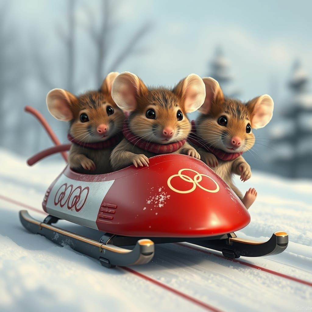 Mice Compete in Winter Olympics Bob-Sled Race