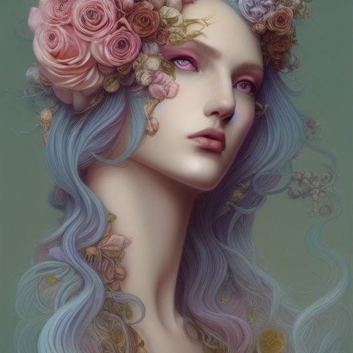 Decadent Portrait of Androgynous God in Winter Colors