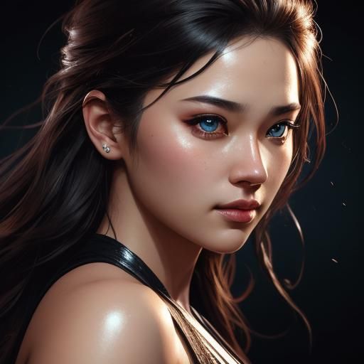 Detailed Hyperrealistic Portrait with Colorful Background