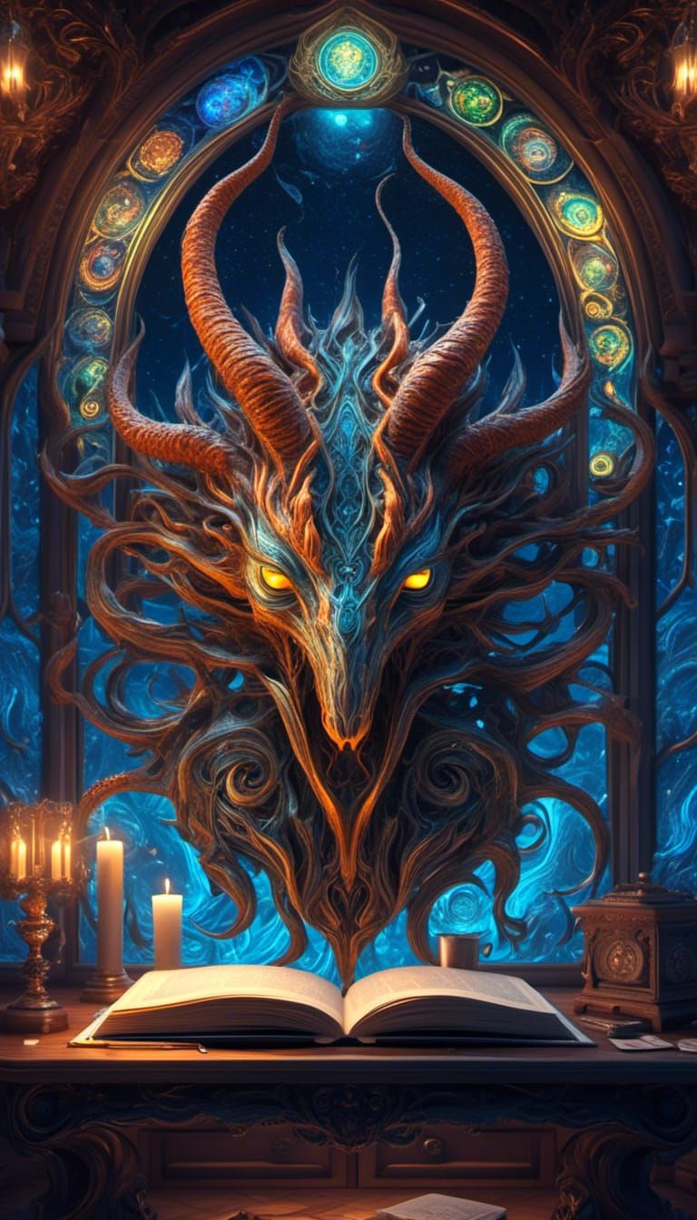 Lovecraftian Tarot Card: Nyarlothotep in Cosmic Flames