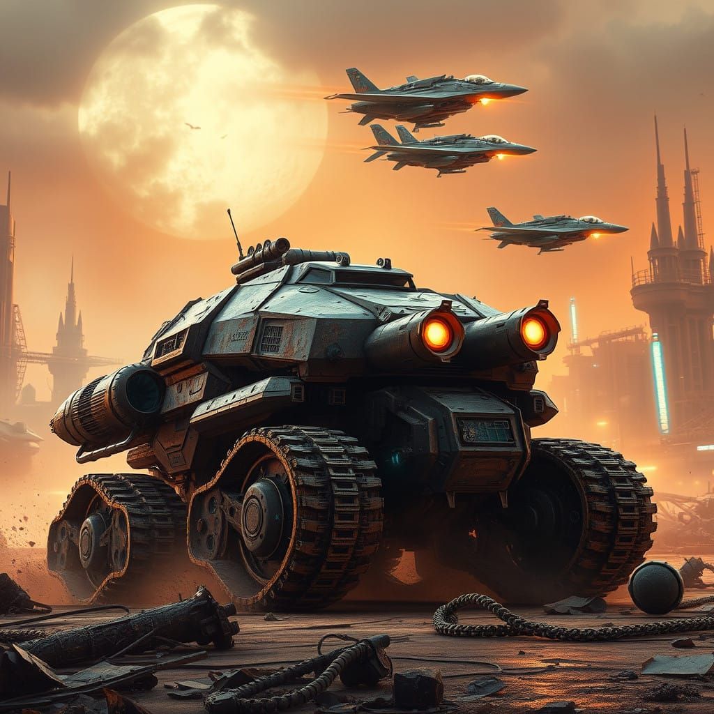 Cybernetic Tank Battles Futuristic Alien Streets