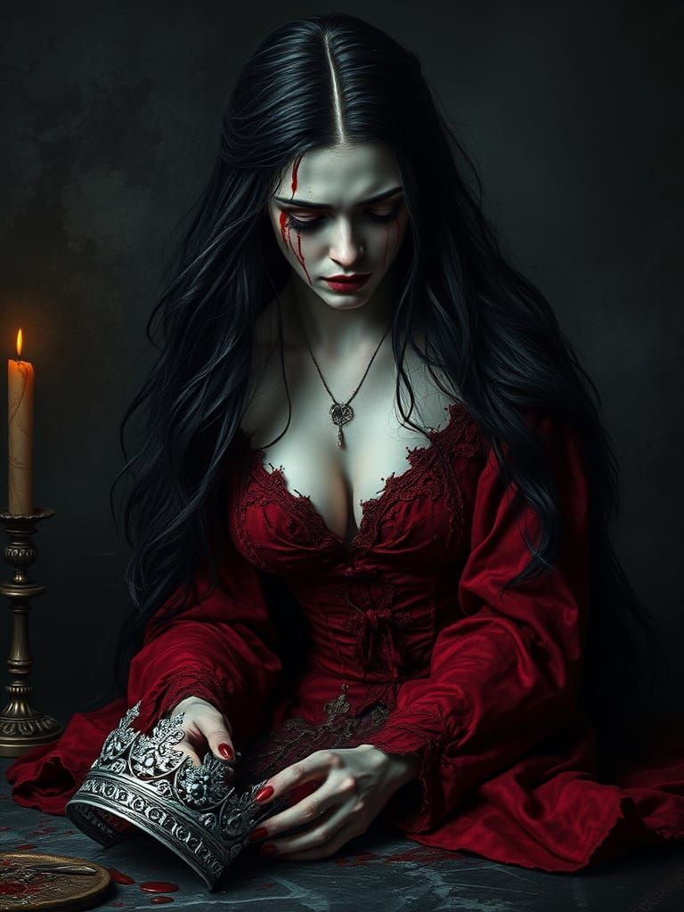 Sorrowful Queen in Dark, Grotesque Beauty