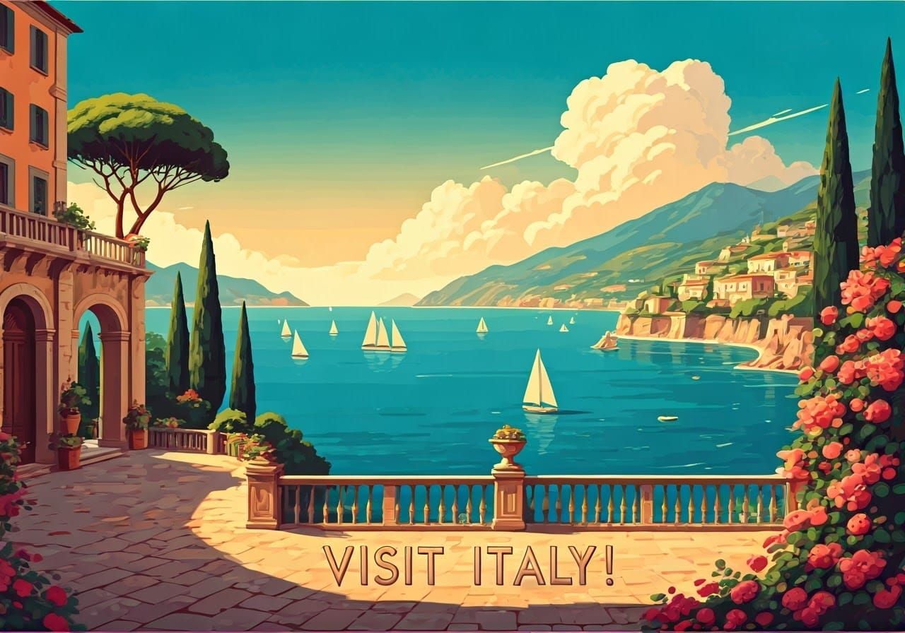 Vintage Travel Poster of Italy's Coast