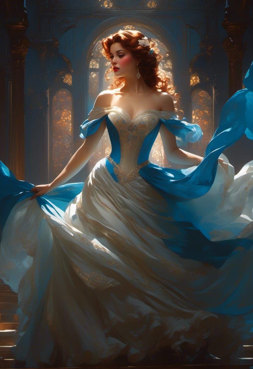 Princess Belle Portrait in Art Nouveau Style