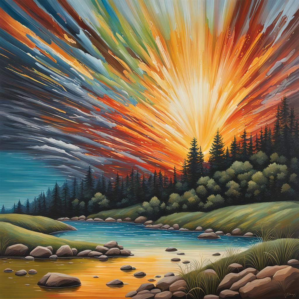 Hyperrealistic Landscape Painting in Splash Art Style