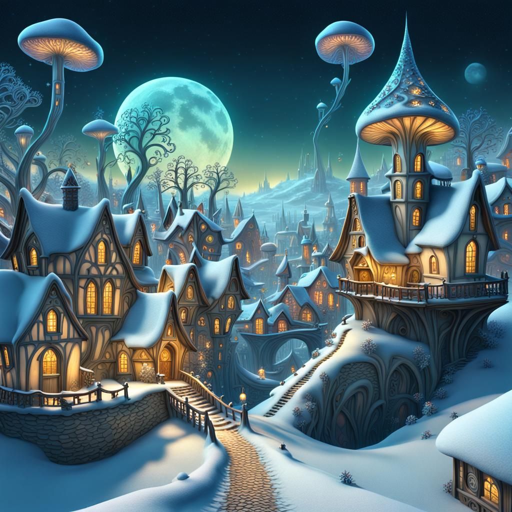 Fairy village in winter
