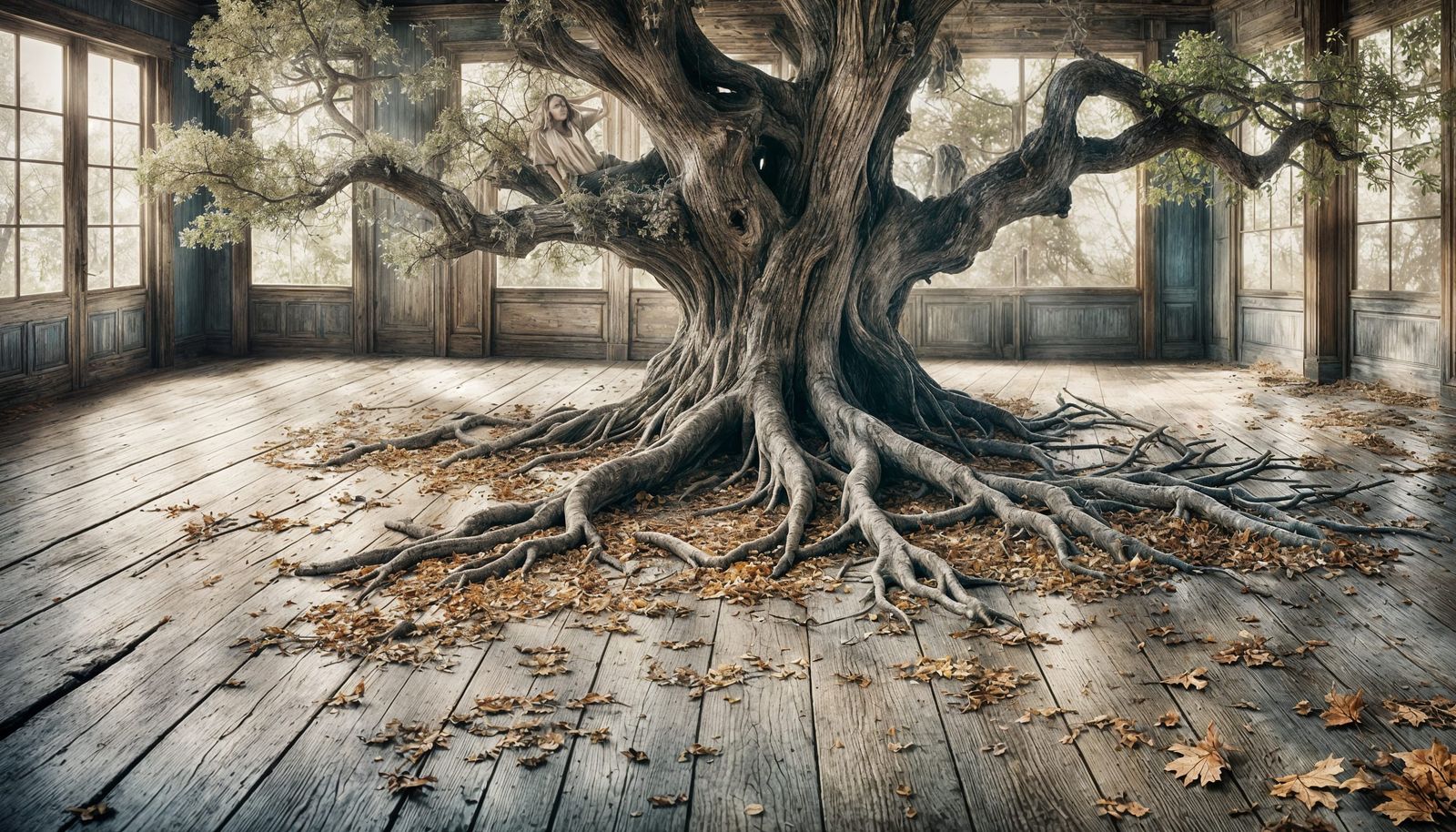 Antique Portrait of Autumn Tree in Wet Plate Style
