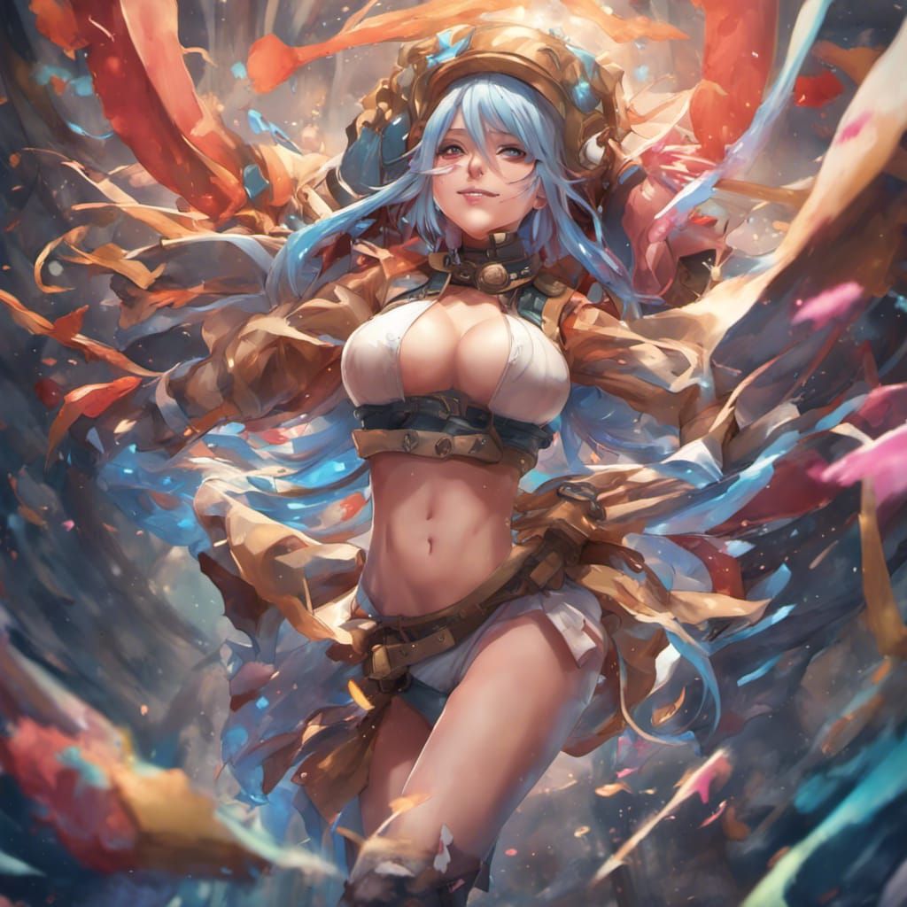 Anime Girl Belly Inflation: Hyperdetailed Digital Portrait