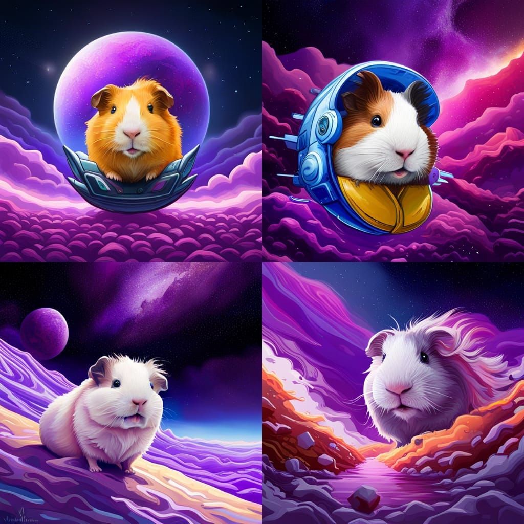 Purple Guinea Pig on Purple Spaceship: Graffiti Art