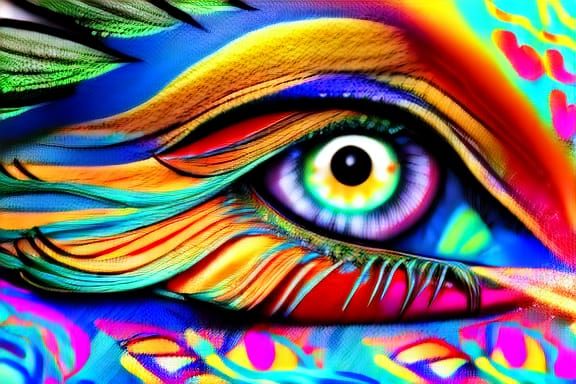 " Close-up Photo of Beautiful Woman/Peacock Hybrid "