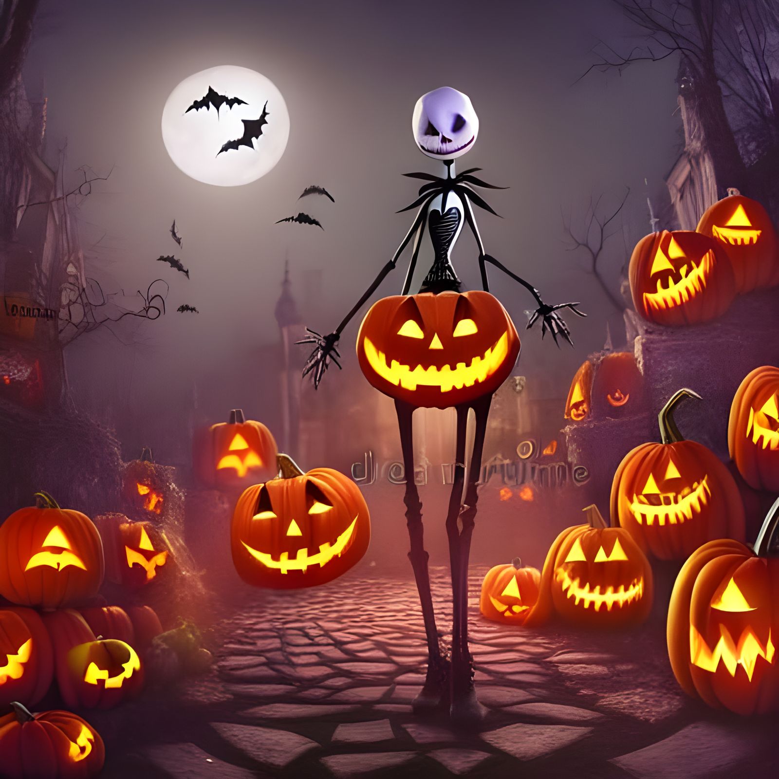 Halloween Fairy Town in Dark Gothic Art