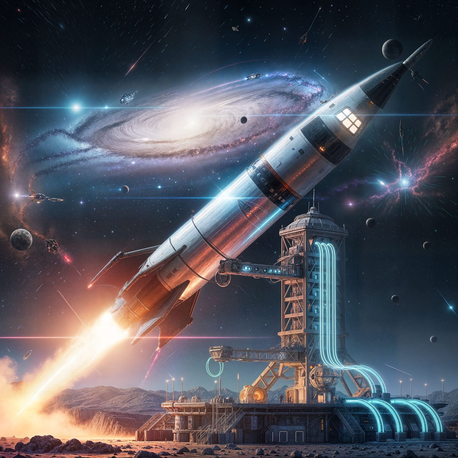 Retro Rocket Blasts into Star-Filled Galaxy