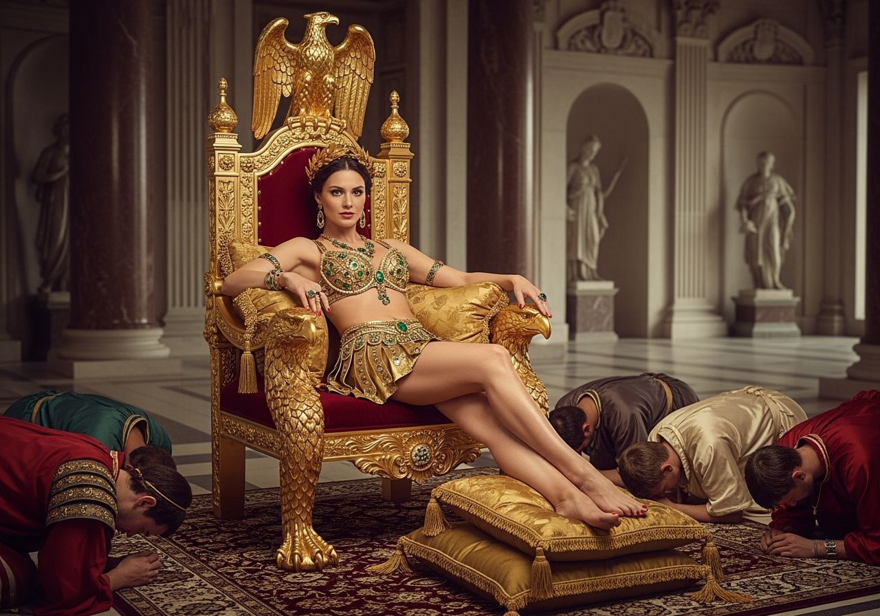 Roman Empress Lounging on Golden Throne