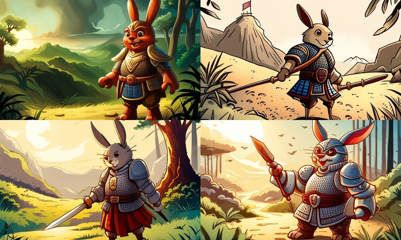 Samurai Rabbit in Battle Armor Portrait