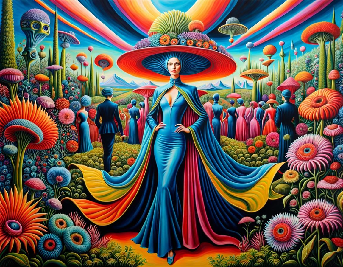 Psychedelic Surreal Fashion Show in a Field