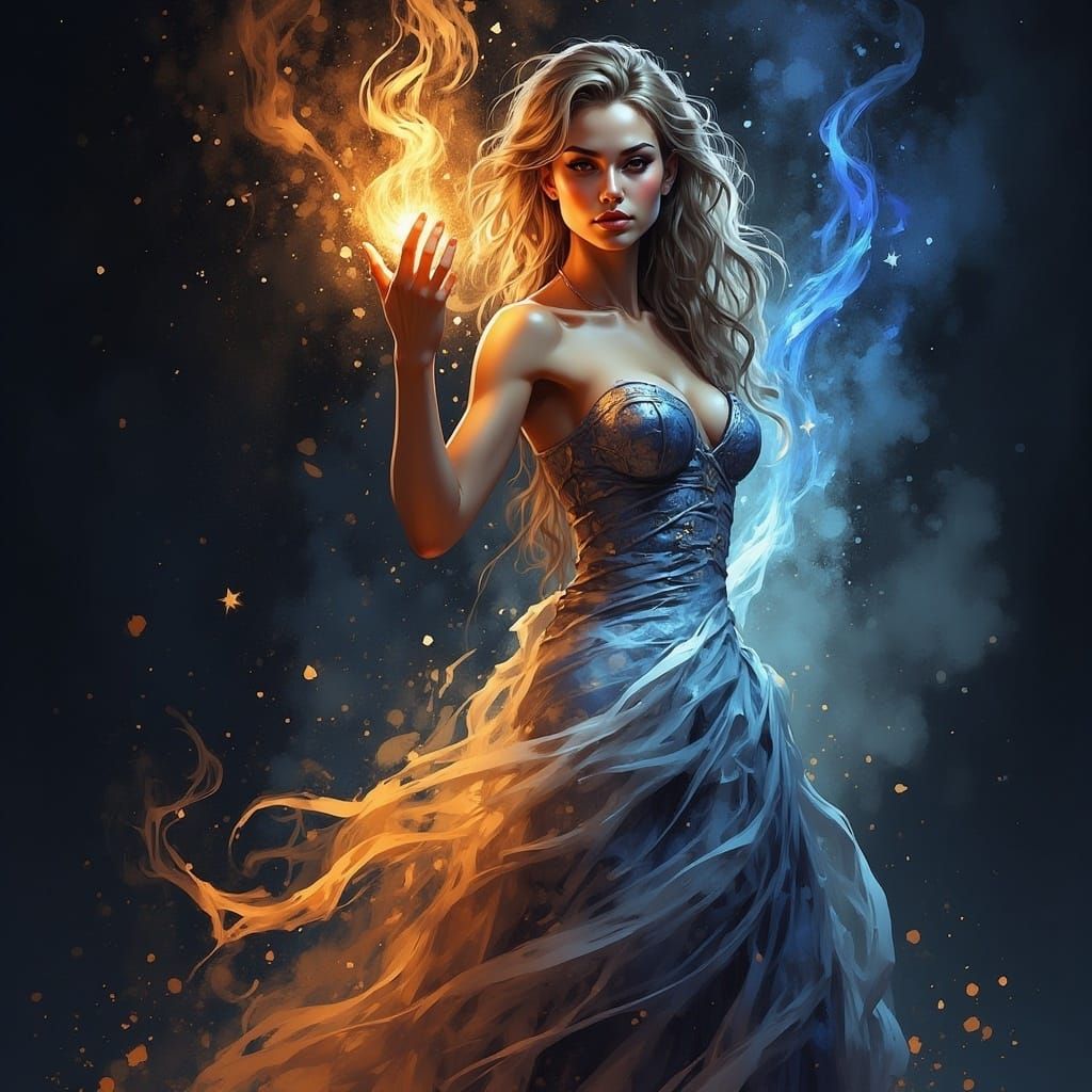 Cosmic Star Woman Ethereal Fantasy Art