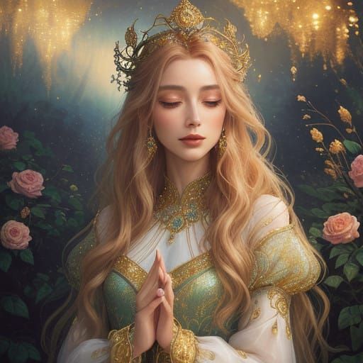 Ethereal Goddess in Golden Splendor