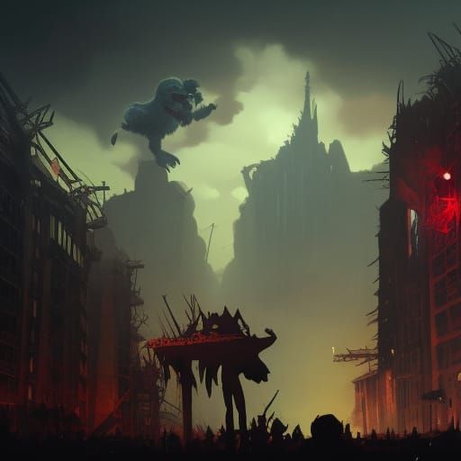 Gorillaz Dark Fantasy Concept Art in 8K