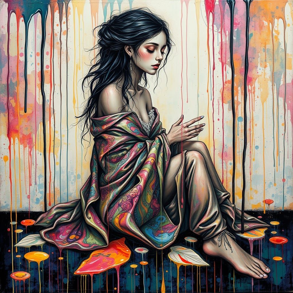 Vibrant, Melting Artwork in a Dreamlike Liminal World