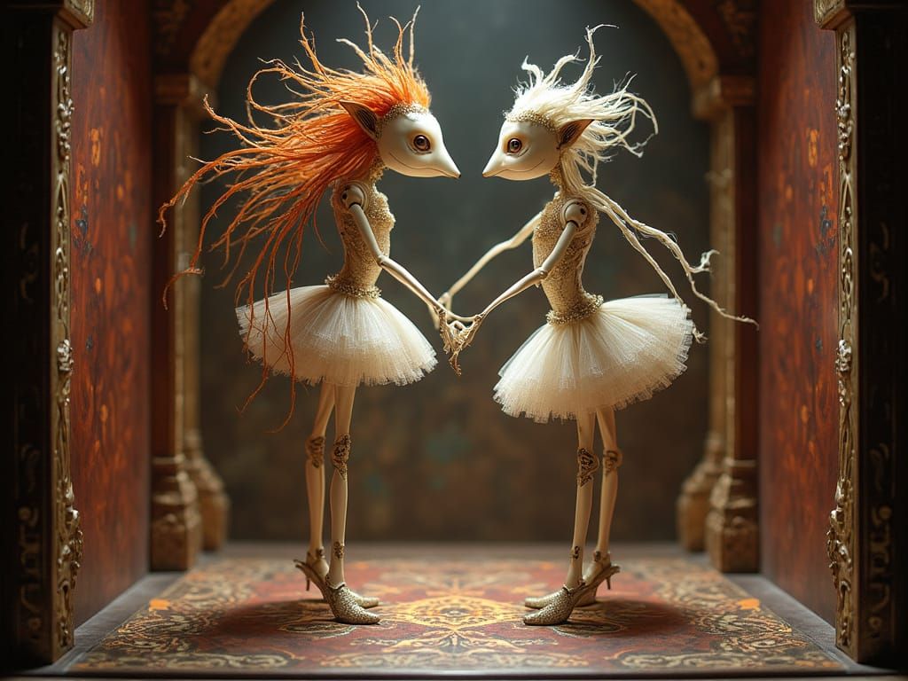 Marionettes - Purpleheartwood Anigre, Embodied Ivory-White Bloodwood