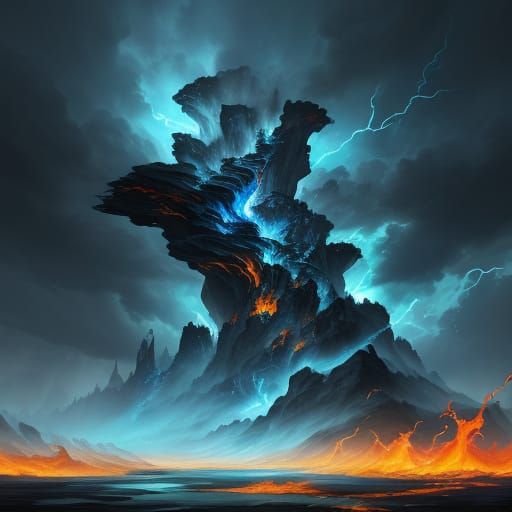 Elemental Spirit Battles Storm in Epic Fantasy Art