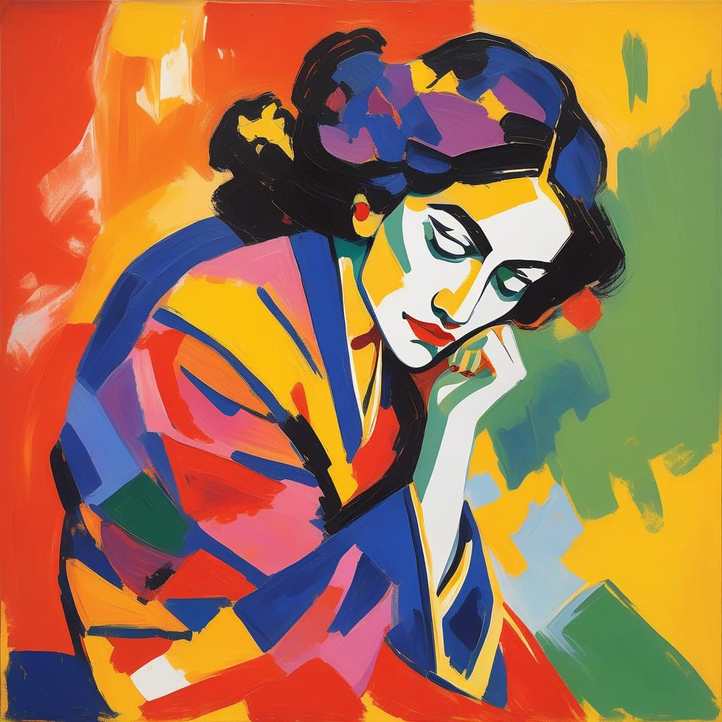 Emotive Flamenco Dancer Portrait in Fauvist Style