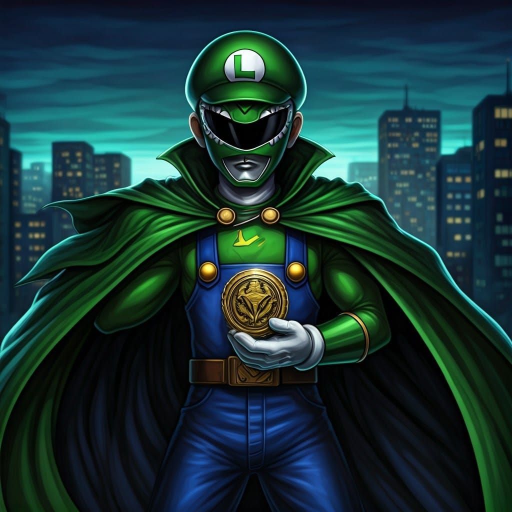Evil Green Plumber Ranger in Comic Book Style