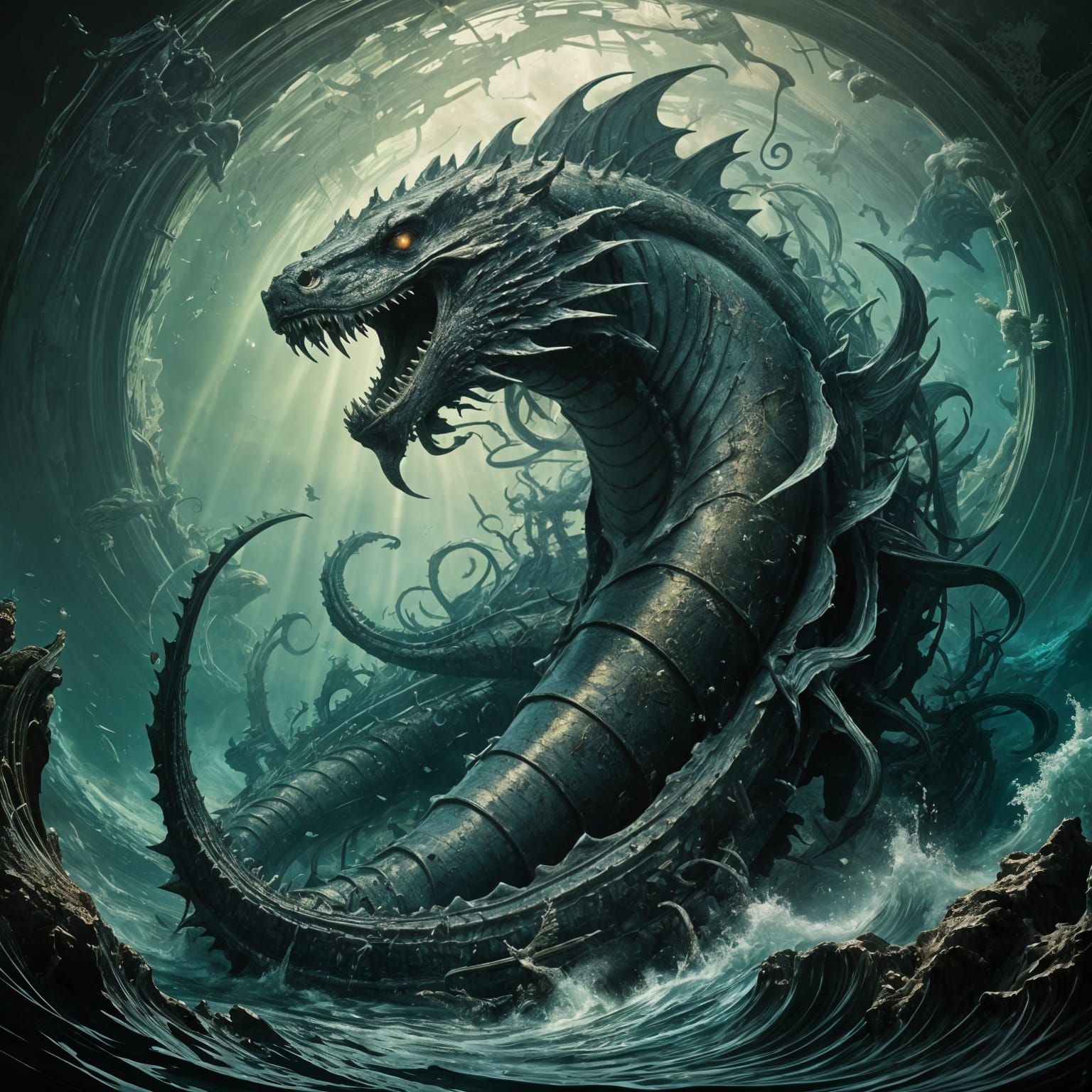 Surreal Metaphysical Leviathan in Vivid Colors