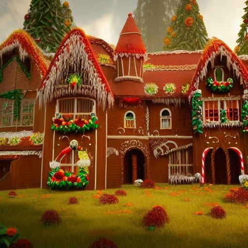 Fantastical Gingerbread House in Detailed Matte Painting