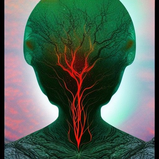 Hellish Tree with Human Features, by Pablo Amaringo