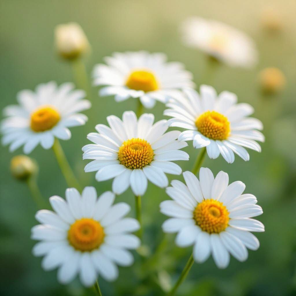 Delicate White Daisy Flowers in Soft Sunlight