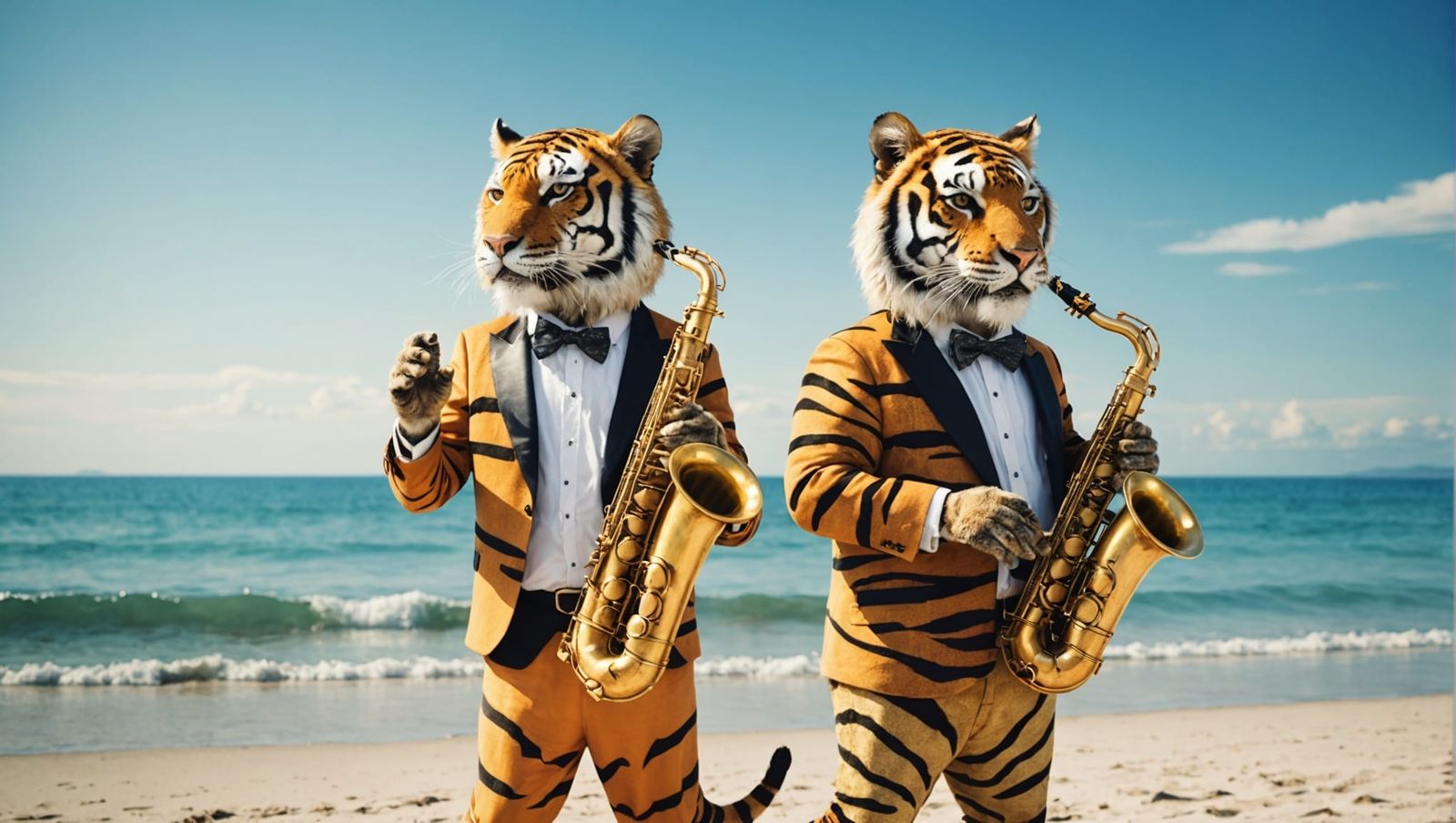 tigers play saxophones