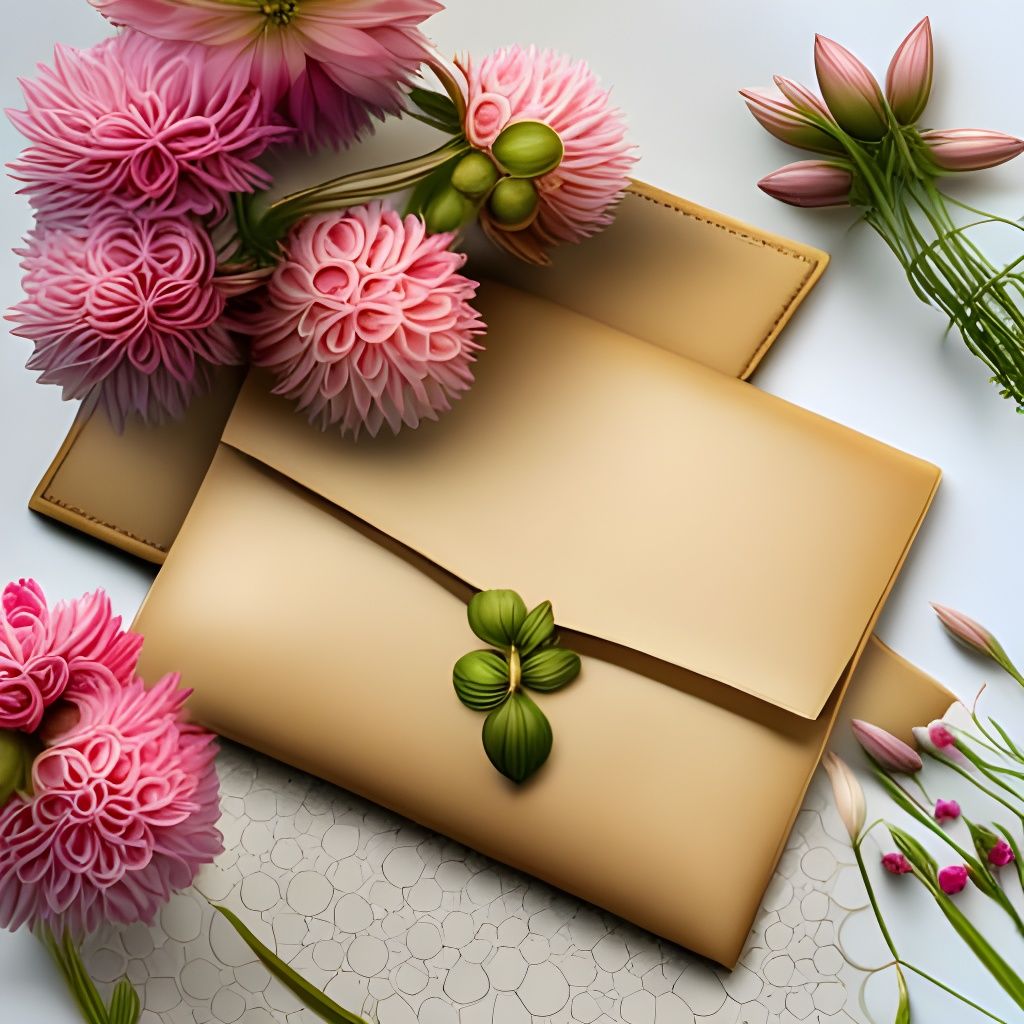 Beautiful Embossed Envelope Surrounded by Flowers