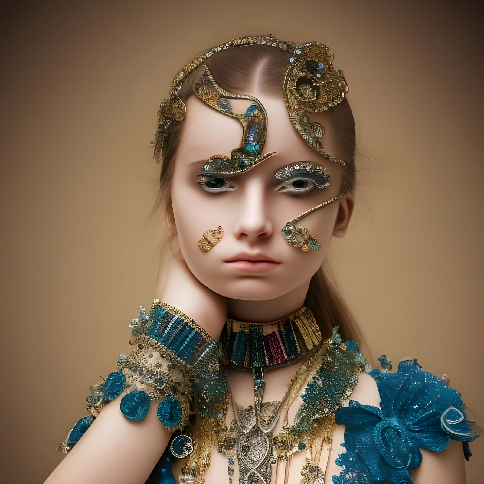 Hyperrealistic Photo of Teenager in Palace with Jewellery