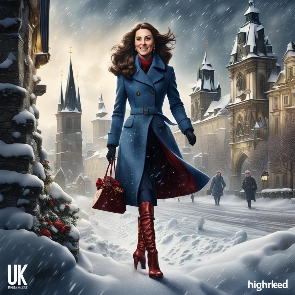 Kate Middleton in High-Heeled Boots, Prague Snowstorm