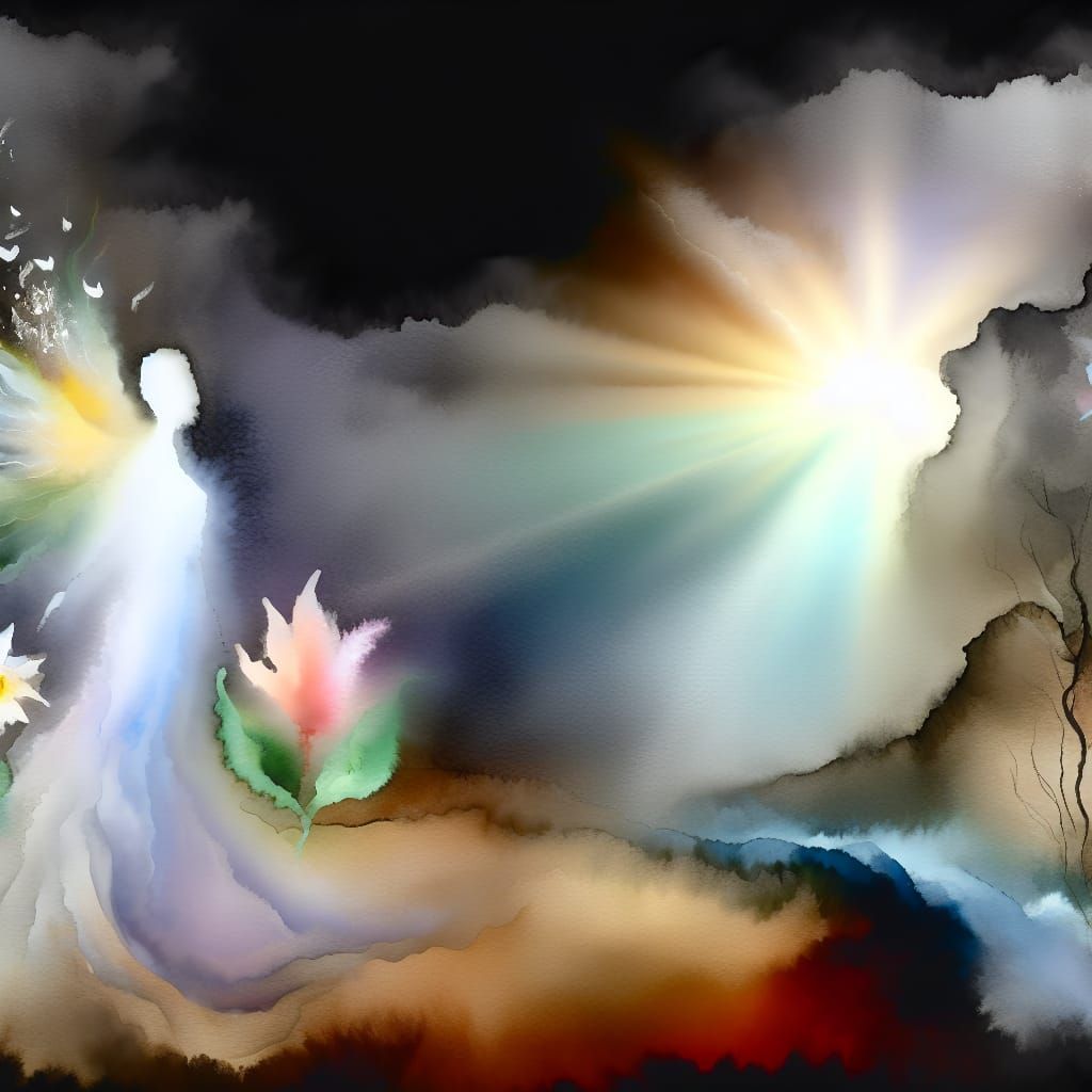 Victory of Life Over Mortality in Radiant Watercolor