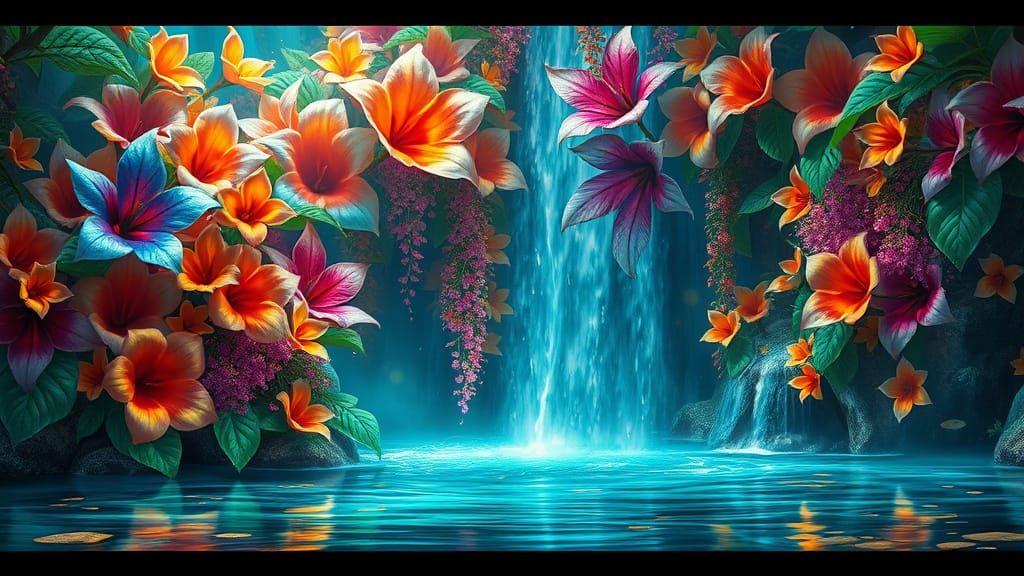 Whispers of Enchanted Blooms in a Kaleidoscope River