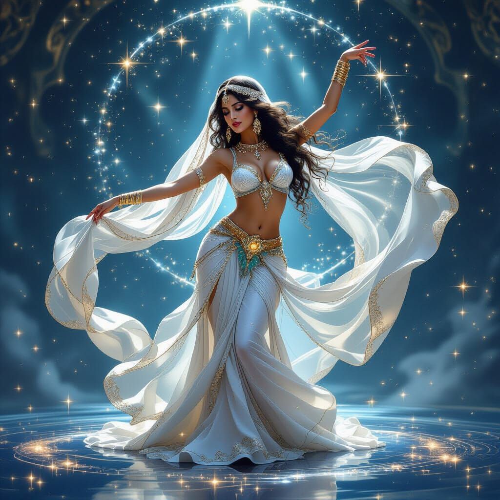 Mystical Belly Dancer Amidst a Sea of Stars