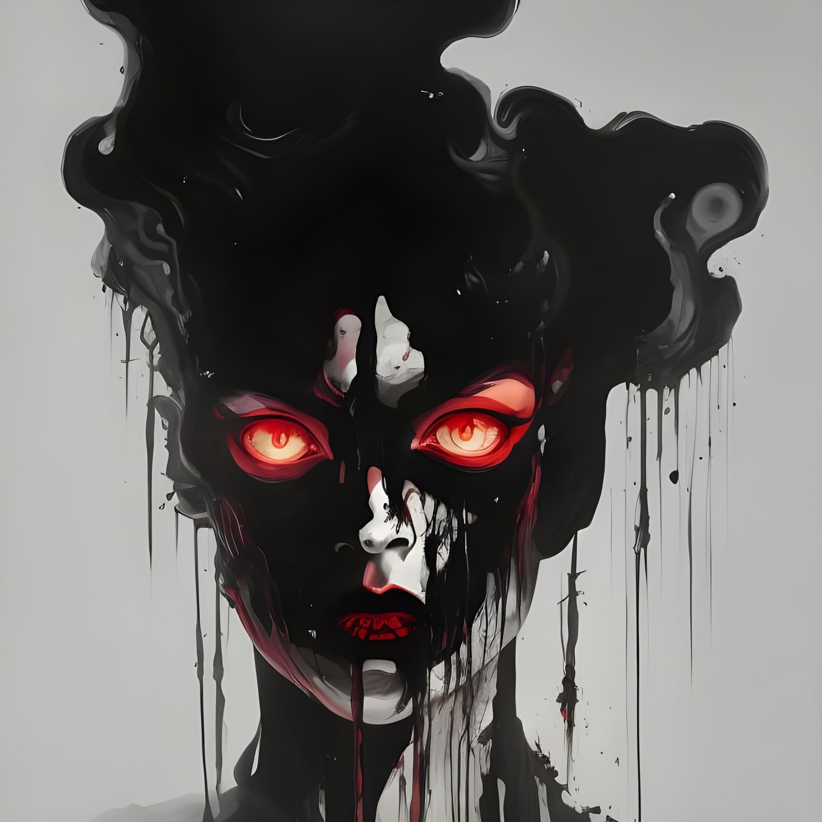 Terrifying Portrait of an Evil Demon in Horror Style