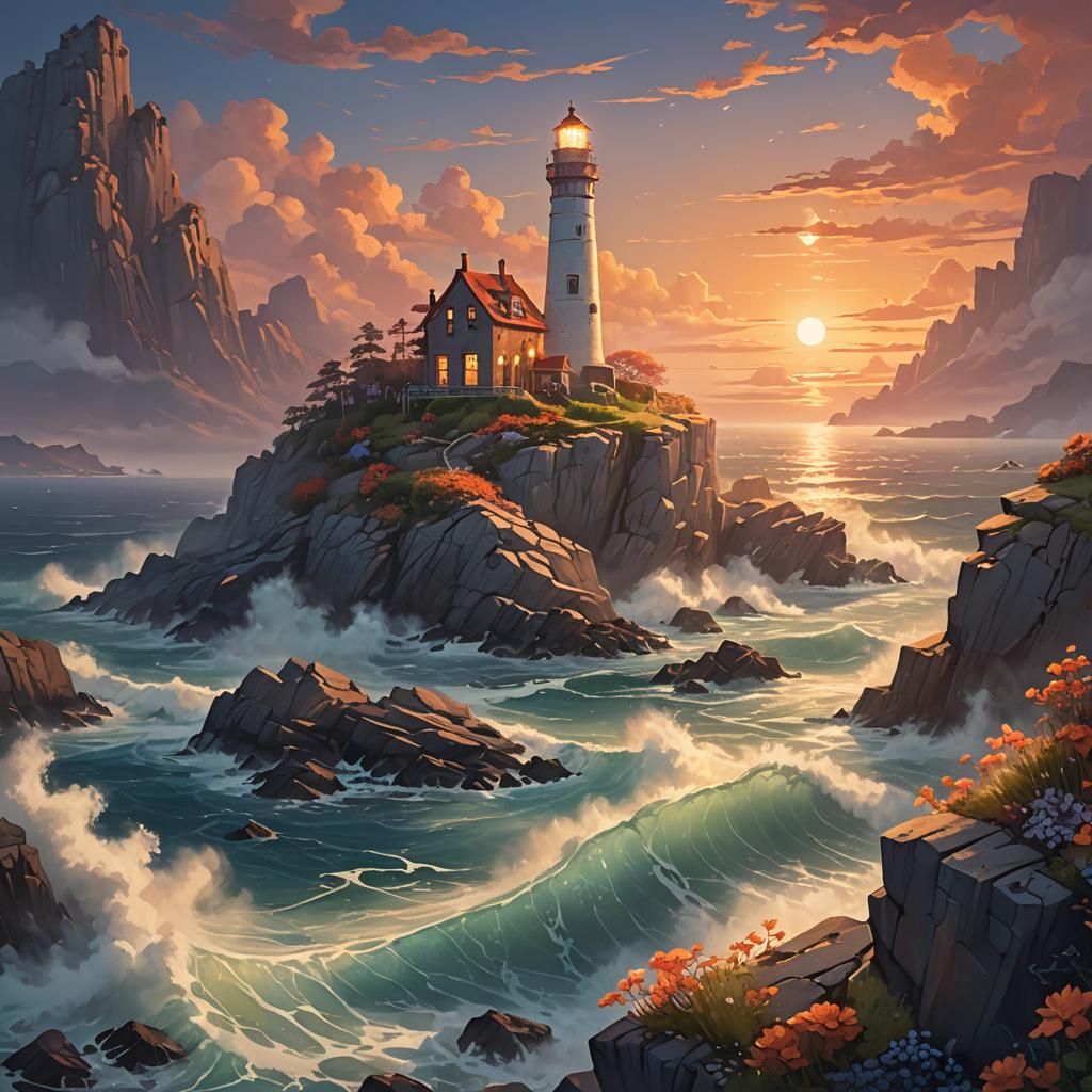 Mystical Lighthouse Concept Art in Fantasy Style