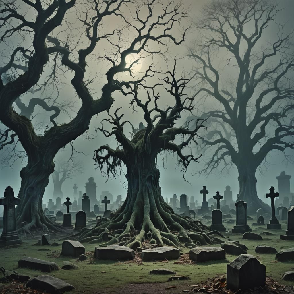 Ghostly Apparition Emerges in Graveyard Concept Art