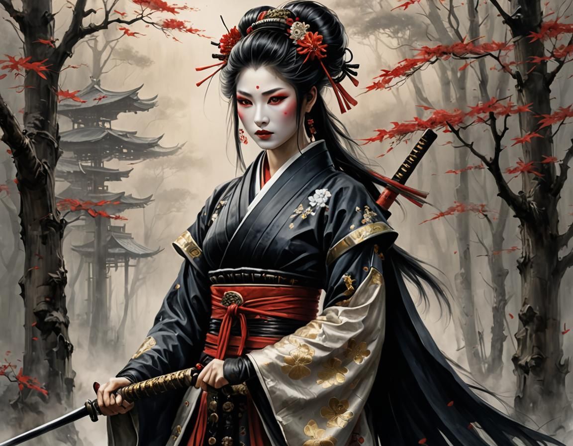 Samurai Geisha in the Style of Luis Royo