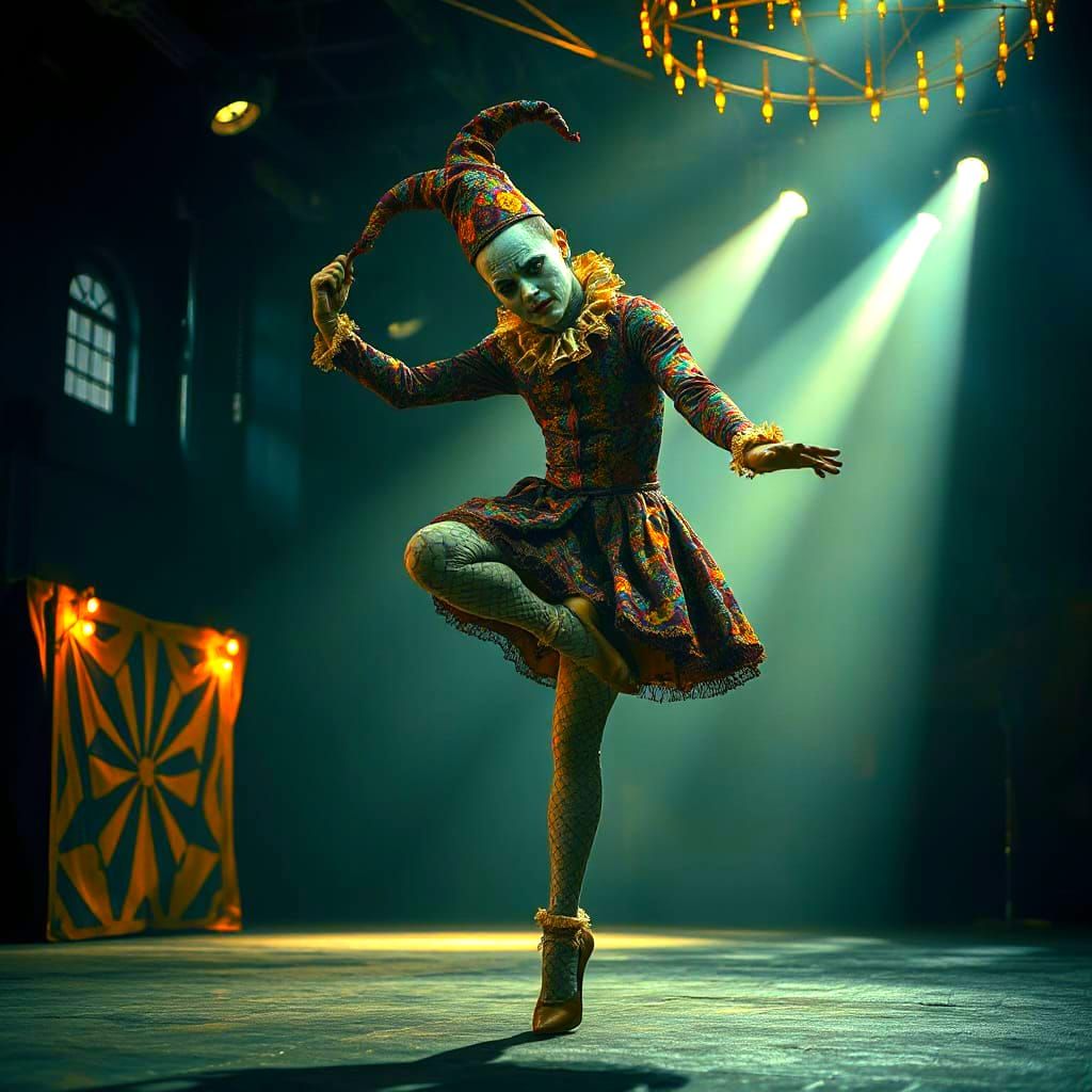 Dynamic Pierrot in Arabesque Pose, Circus Arena