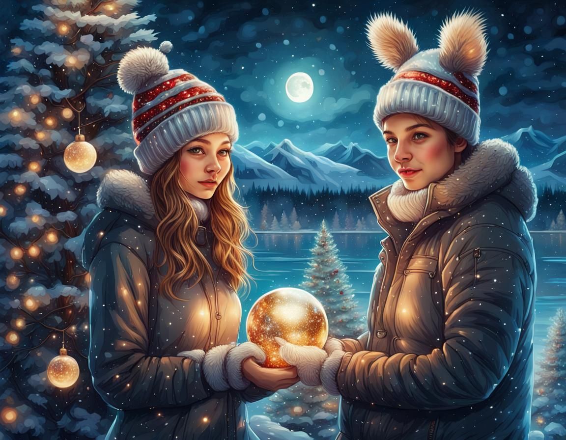Festive Christmas Portrait in Detailed Digital Art