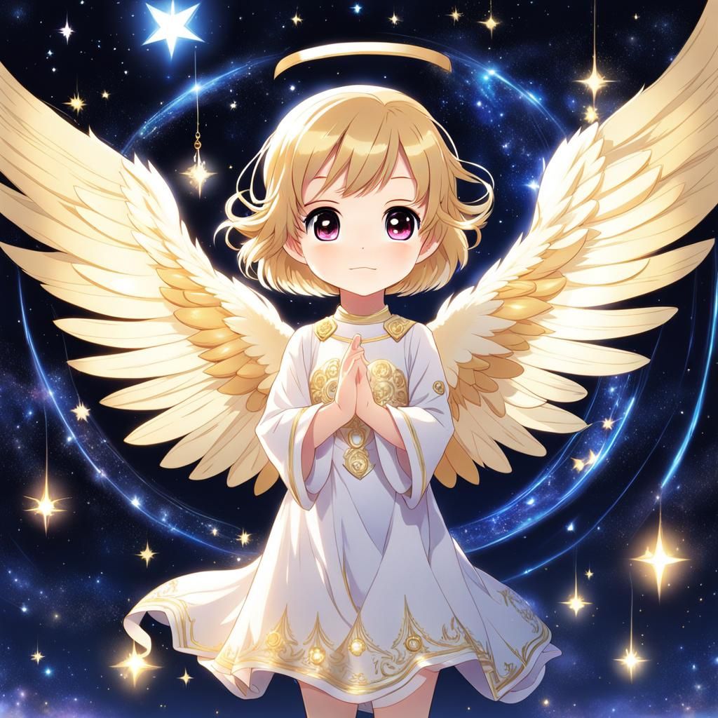 Chibi Angel Girl in Dreamcore Style